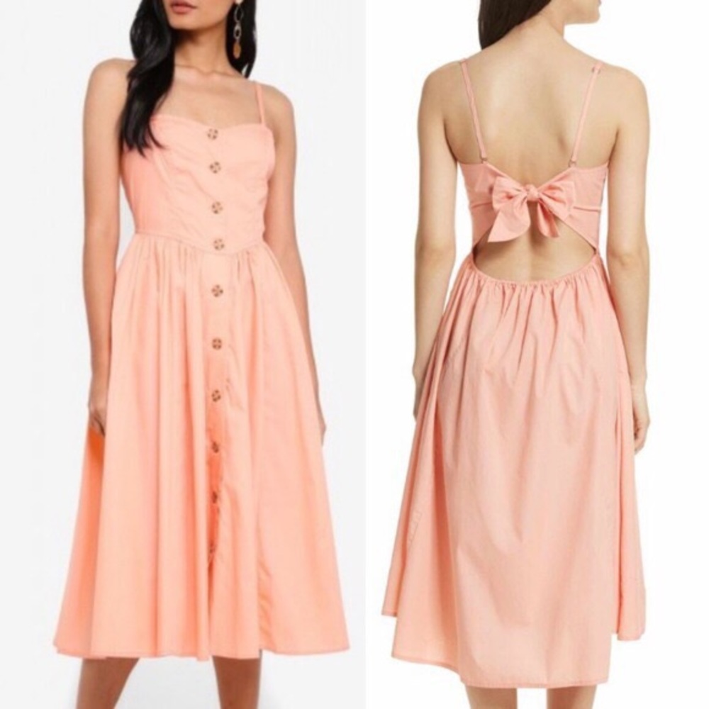 Free People Peach Poplin Midi Dress